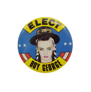 1984 Elect Boy George Pinback Button, 1980s Pop Music Memorabilia, 1980s Style, Culture Club
