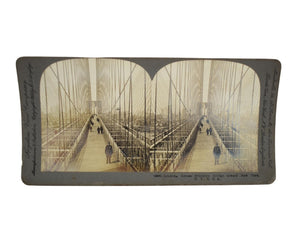 Antique Brooklyn Bridge Stereoview Stereographic Card By Keystone View Company No 13506 Looking Across Brooklyn Bridge to NYC