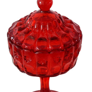 Fenton LG Wright Priscilla Ruby Red Jelly Compote w Lid Pedestal Candy Dish Gorgeous Color Red Decor