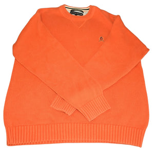 Y2K Tommy Hilfiger Orange Crew Neck Sweater Preppy Style Fantastic Color Men's Or Unisex - Premier Estate Gallery