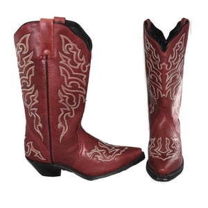 Rockin' Country Brick Red Leather Cowboy Boots Sz 7.5 Women's Boho Style