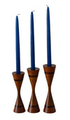 Estate MCM Exotic Wood Candlestick Holders Inlaid Padauk African Mahogany Stink Wood 1