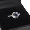 Art Deco Style 14k White Gold Aquamarine Diamond Halo Ring Engagement Ring - Premier Estate Gallery 1