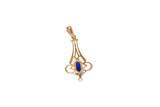 Edwardian 10k Gold Pendant Blue Simulated Sapphire c1900