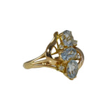 Vintage 14k Gold Aquamarine Ring with Diamond Accents Cascading Gemstone Ring - Premier Estate Gallery  3
