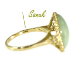 14k Gold Jade Cabochon Ring 8 Carats Signed Sanuk Victorian Style