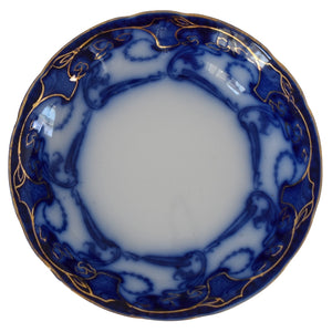 Antique H Alcock Delamere Flow Blue Soup Bowl Gilt Trim Gorgeous - Premier Estate Gallery