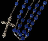 Sterling Silver Cobalt Blue Faceted Rosary Beads Our Lady of Fatima Vintage Rosaries 5 Decade - Premier Estate Gallery 1