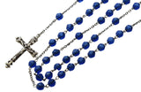 Sterling Silver Cobalt Blue Faceted Rosary Beads Our Lady of Fatima Vintage Rosaries 5 Decade - Premier Estate Gallery