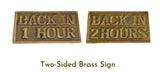 Vintage Brass Office Sign Back in 1 Hour - Back in 2 Hours Reversible  - Premier Estate Gallery  1