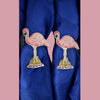 Estate Pink Flamingo Enamel on Brass Napkin Rings X4 c1970s Great Coastal Decor