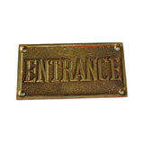 Vintage Brass ENTRANCE EXIT Reversible Brass Sign Solid Cast c1960 Great Gold Decor - Premier Estate Gallery