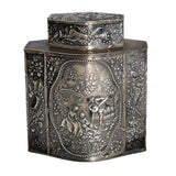 19th Century German Silver Tea Caddy Romantic Repousse Courting Scene Schleissner & Sons Hanau Marks - Premier Estate Gallery
