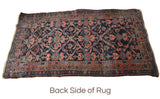 Estate Antique Persian Malayer Rug Runner Hand Knotted Coral Navy Periwinkle c1920