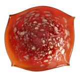 Mid Century Flame Art Glass Shallow Bowl w Gold Flakes Large Fratelli Toso - Premier Estate Gallery