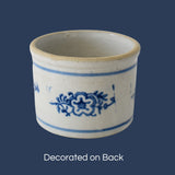 Antique Blue Decorated Stoneware Butter Crock, Authentic Farmhouse Kitchen Decor - Premier Estate Gallery 3