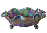Fenton Carnival Glass Butterfly and Berry Fantail Ruffled Footed Bowl SUPERB Peacock Colors - Premier Estate Gallery 4