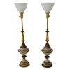 Vintage Hollywood Regency Stiffel Torchiere Lamps Tall Table Lamps Great Gold Decor - Premier Estate Gallery
