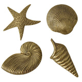 Coastal Nautical Seashell Starfish Wall Plaques X4 Vintage Gold Decor - Premier Estate Gallery