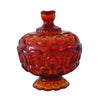 Vintage Amberina Pressed Glass Candy Dish with Lid LE Smith Beautiful Flame Color c1940 - Premier Estate Gallery