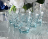 Icy Aqua Blue Optic Drape Old Fashioned Glasses,, Vintage Coastal Barware Glasses X6 - Premier Estate Gallery