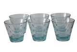Icy Aqua Blue Optic Drape Old Fashioned Glasses,, Vintage Coastal Barware Glasses X6 - Premier Estate Gallery 5