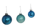 Vintage Distressed Aqua Turquoise Mercury Glass Christmas Ornaments X23, Distressed Shades of Blue Mercury Glass Ornaments