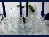Authentic Art Deco Glass Fan Candle Holders 2 Light Etched and Pressed Glass c1920-30 - Premier Estate Gallery 3