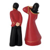 MCM Chinese Man & Woman Figurines in Red Black Dress Kleine Pottery Dated 1949