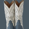 1970s Larry Mahan Cowboy Boots 12EE Vintage Western Wear Fab Blue Jean Blue and White
