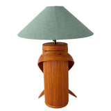 Large Bamboo Rattam Ribbon Table Lamp Vintage Coastal Natural MCM Boho Decors