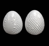 Vintage Linder Kueps Bavaria Porcelain Eggs Finials X6, French Country White Lattice Scroll Embossed Large Porcelain Eggs - Premier Estate Gallery 3
