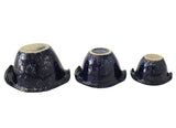Vintage Bennington Potters Blue Agate Stoneware Pouring Mixing Bowls Set of 3, Bennington Pottery Blue Stoneware Spatter Bowls X3, Farmhouse Kitchen