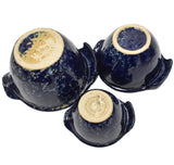 Vintage Bennington Potters Blue Agate Stoneware Pouring Mixing Bowls Set of 3, Bennington Pottery Blue Stoneware Spatter Bowls X3, Farmhouse Kitchen