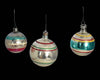1940s 50s Striped Mercury Glass Ornaments Distressed Finish X21, MCM and Farmhouse Decors
