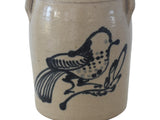 Small Blue Decorated Bird Crock Lidded and Handled NYS Co. Est. 1977, Farmhouse Decor, Utensil Holder - Premier Estate Gallery 1
