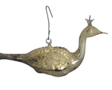 Antique Partridge Bird Mercury Glass Ornament w Tinsel Tail Distressed Gold Finish, Farmhouse Christmas - Premier Estate Gallery 1
