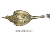 Antique Partridge Bird Mercury Glass Ornament w Tinsel Tail Distressed Gold Finish, Farmhouse Christmas