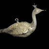 Antique Partridge Bird Mercury Glass Ornament w Tinsel Tail Distressed Gold Finish, Farmhouse Christmas
