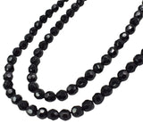 Vintage Vendome Black Faceted Double Strand Beaded Necklace Floral Clasp Trailing Beads c1960 Silver Tone Chain Strung - Premier Estate Gallery 1