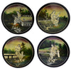 Chinese Black Lacquer Hand Painted Oriental Ladies Garden Wall Plaques MOP Inlay - Premier Estate Gallery