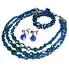 Vintage AB Crystal Blue Green Jewelry Set Parure - Premier Estate Gallery 