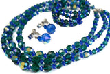 Vintage AB Crystal Blue Green Jewelry Set Parure - Premier Estate Gallery 1
