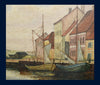 Nearly Antique Johan Rohde Port of Randers Painting Replica Denmark Artwork Coastal Nautical Decor