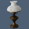 Romantic Vintage Farmhouse Style Brass Hurricane Lamp with Fenton Puffy Roses Milk Glass Shade - Premier Estate Gallery 1