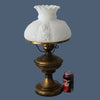 Romantic Vintage Farmhouse Style Brass Table Lamp with Fenton Puffy Roses Milk Glass Shade