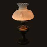 Romantic Vintage Farmhouse Style Brass Hurricane Lamp with Fenton Puffy Roses Milk Glass Shade - Premier Estate Gallery 3