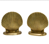 Vintage Solid Brass Seashell Bookends Coastal Nautical Tropical Palm Beach Decor, Gold Coastal Decor - Premier Estate Gallery