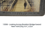 Antique Brooklyn Bridge Stereoview Stereographic Card By Keystone View Company No 13506 Looking Across Brooklyn Bridge to NYC