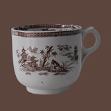 1860s Ironstone English Breakfast Cup Brown Chinoiserie Transferware,  Oversized Antique Brown Transferware Cup English Pottery